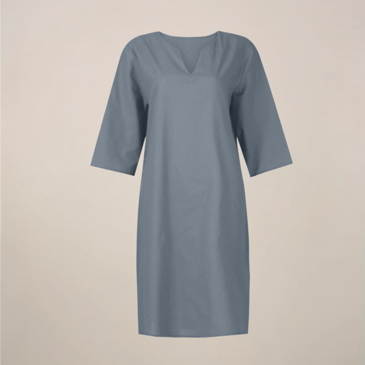 Women’s V-Neck Midi Summer Dress – Button Front with Relaxed Fit