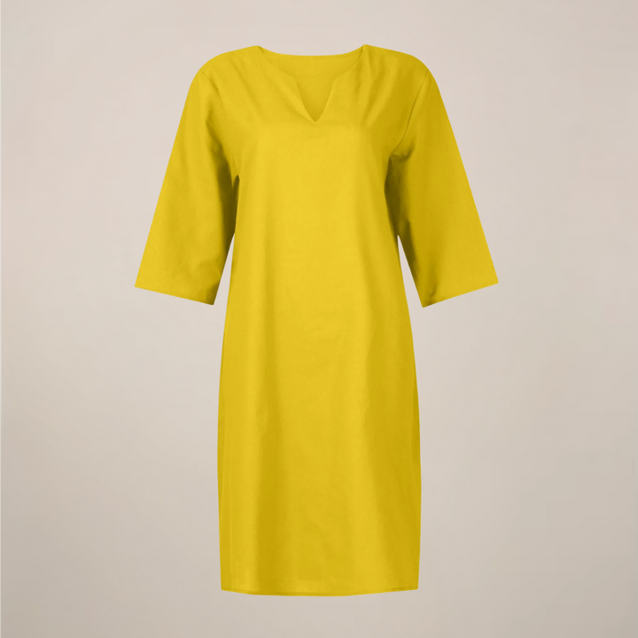 Women’s V-Neck Midi Summer Dress – Button Front with Relaxed Fit