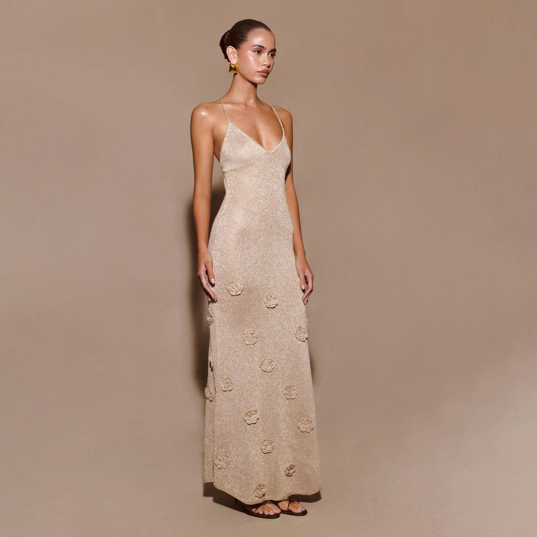 Women’s Elegant Textured Maxi Evening Gown
