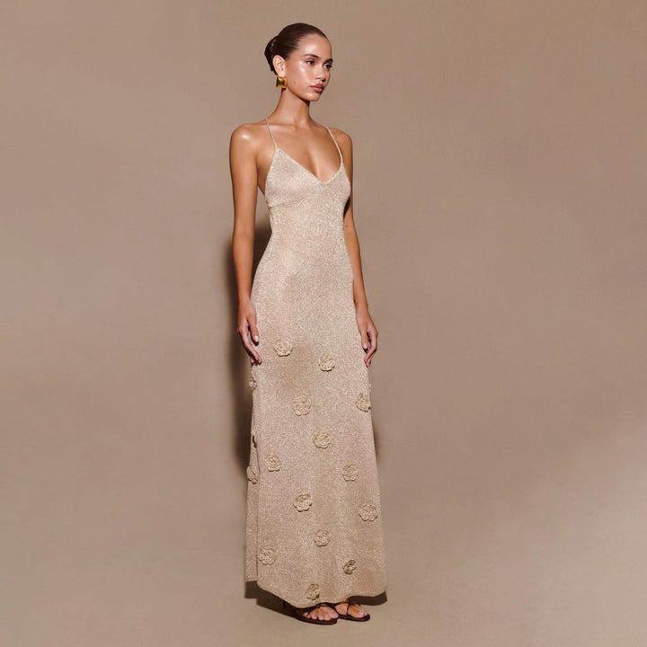 Women’s Elegant Textured Maxi Evening Gown