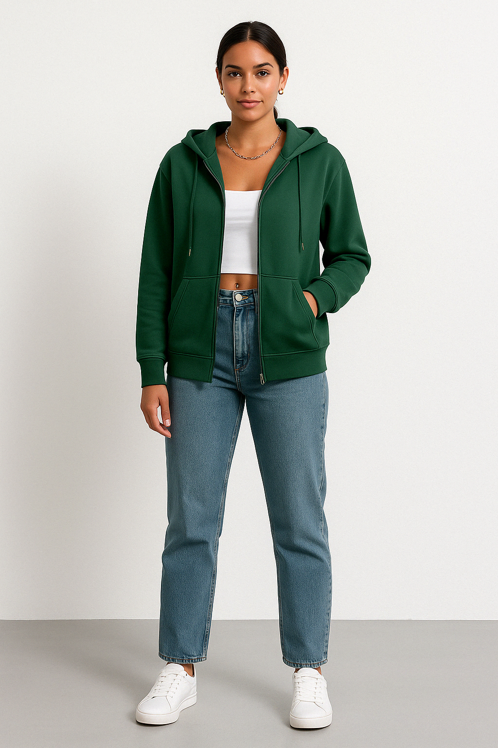 Classic Solid Colour Zip-up Hoodie