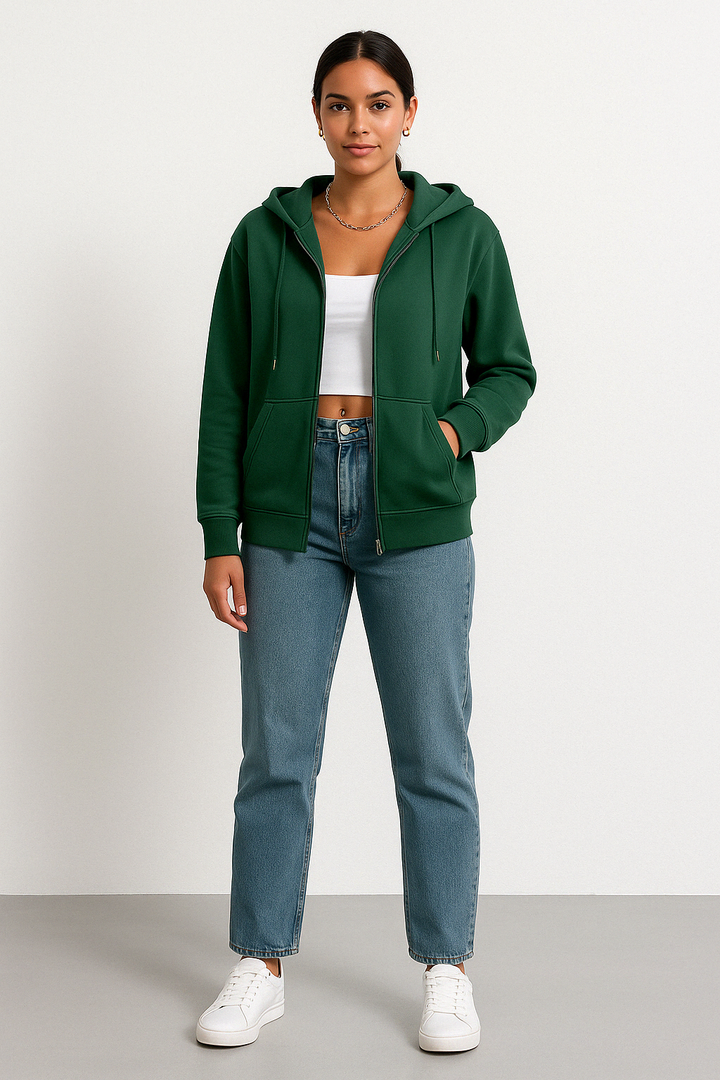 Classic Solid Colour Zip-up Hoodie