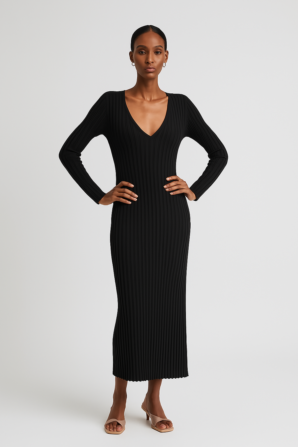 Women's Ribbed Knit Sweater Maxi Dress