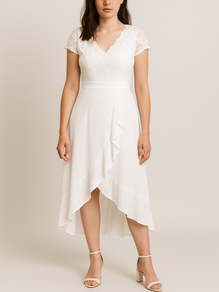 Women’s Elegant Lace High-Low Midi Dress