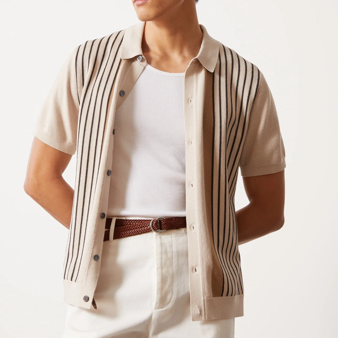 Men's Short-Sleeve Striped Knit Shirt