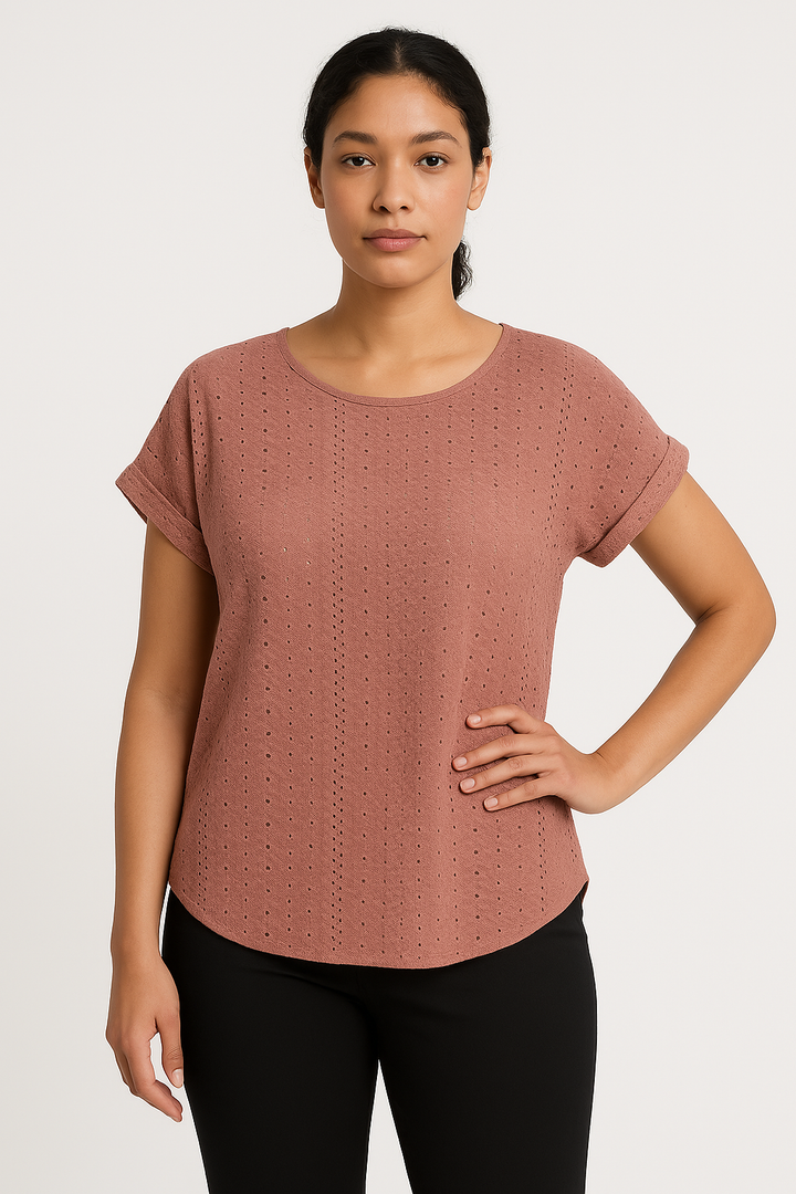 Women’s Eyelet Embroidered Cotton T-Shirt