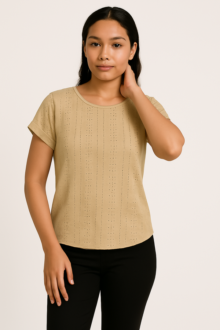 Women’s Eyelet Embroidered Cotton T-Shirt