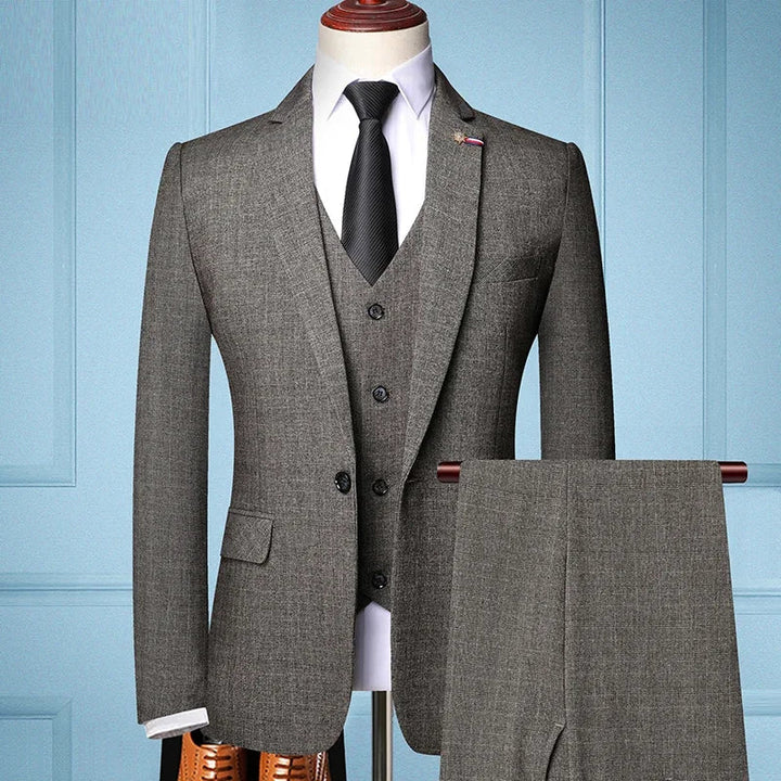 Elegant Slim Fit Men's 3-Piece Suit – Business Wedding Formal Set