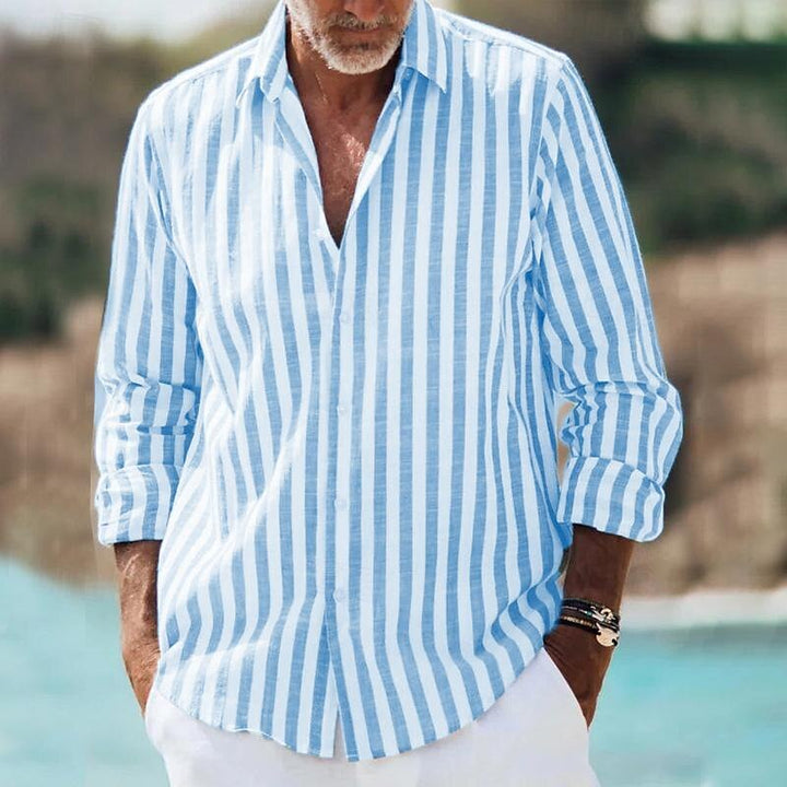 Men’s Casual Striped Shirt – Lightweight Long Sleeve Design for Everyday Style