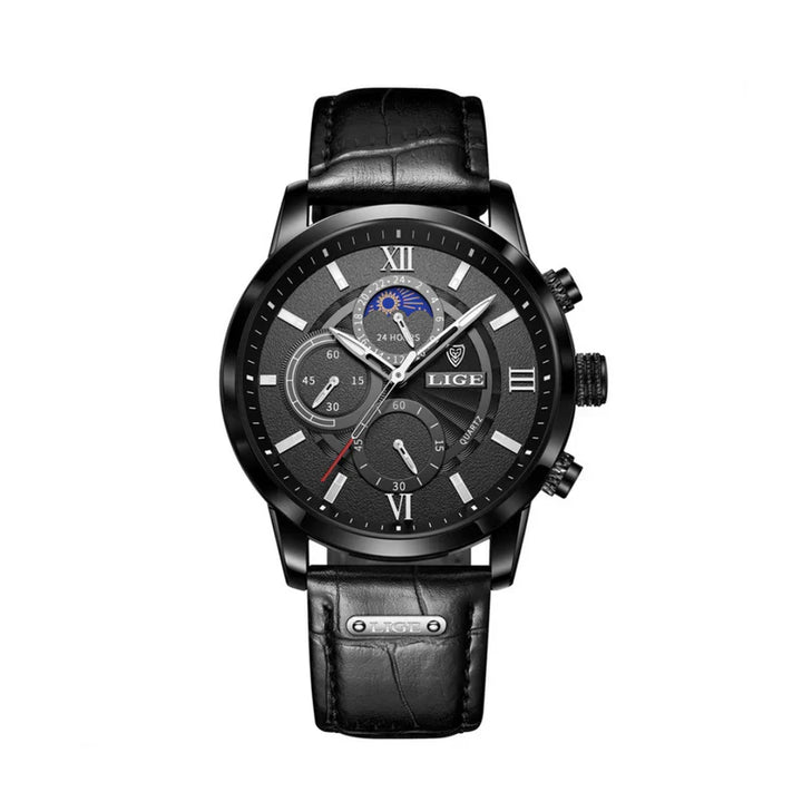 Men’s Classic Dress Watch – 43mm Dial with Glow-in-the-Dark Detail