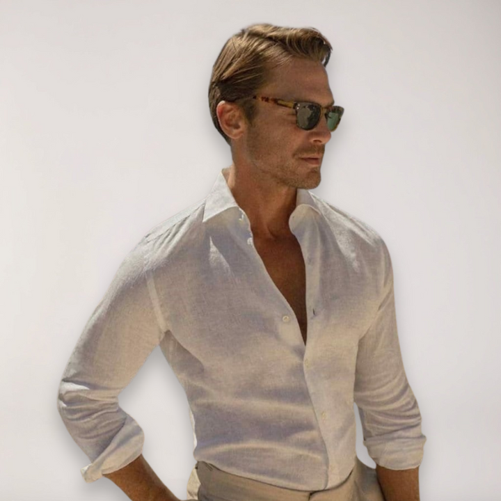 Men’s Linen Tailored Button-Up Shirt – Hobby Collar & Versatile Styling