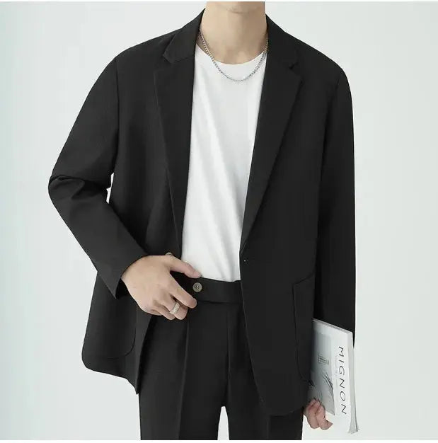 Men’s Modern Minimalist Suit Set – Tailored Fit – Streamlined Design – Formal Two-Piece