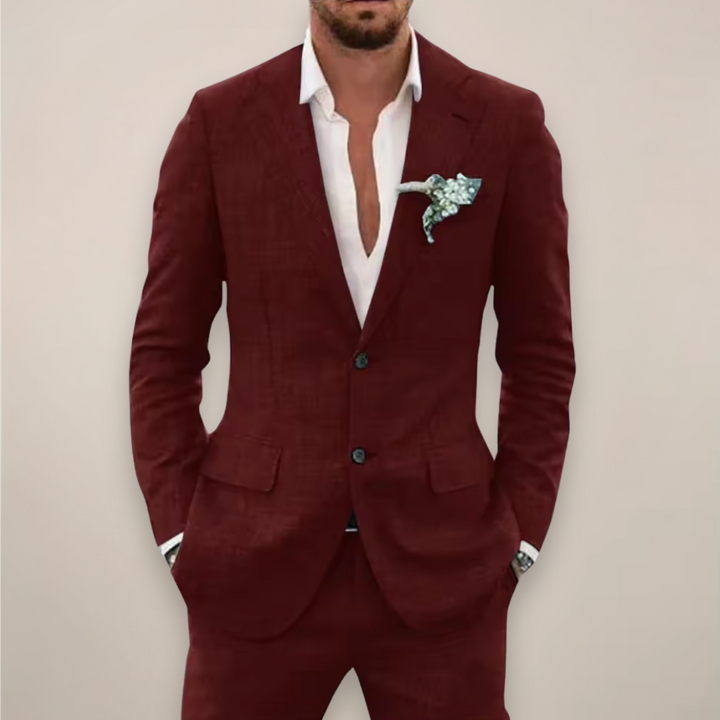 Men’s Two-Piece Linen Suit – Single Breasted Elegant Spring/Summer Set