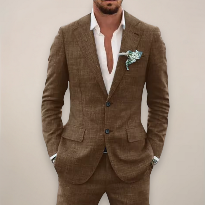 Men’s Two-Piece Linen Suit – Single Breasted Elegant Spring/Summer Set