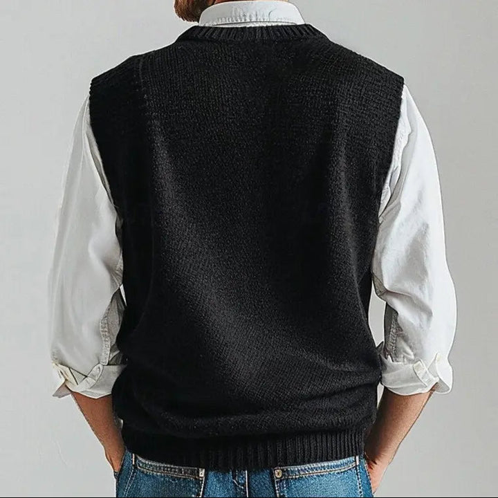 Men’s V-Neck Knit Vest – Refined Simplicity for Layered Styling