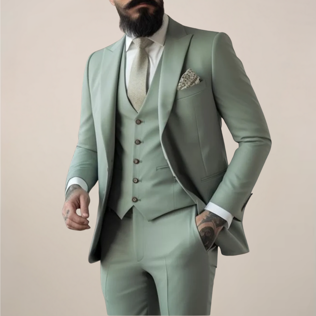 Sage Green 3-Piece Slim Fit Men’s Suit – Formal Wedding & Prom Tuxedo