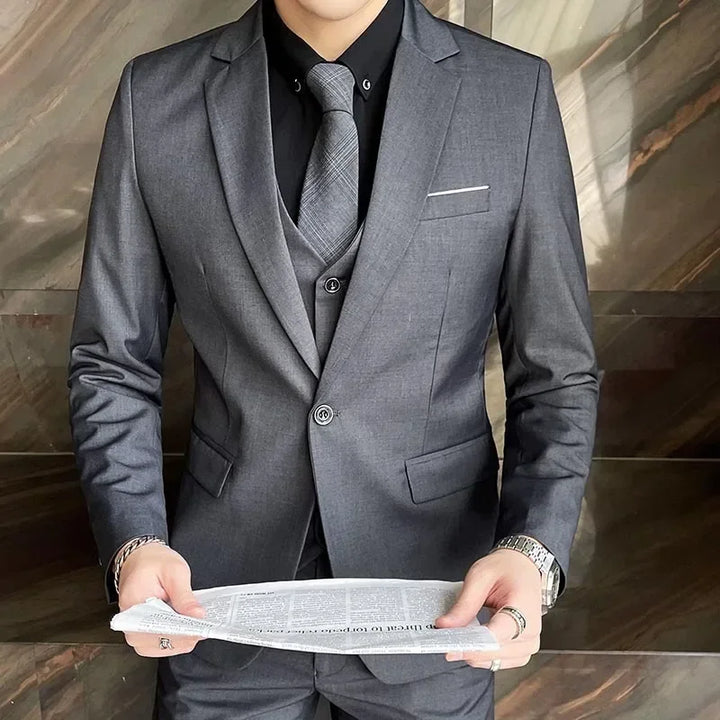 Three-Piece Slim Fit Formal Suit for Men – Business Style