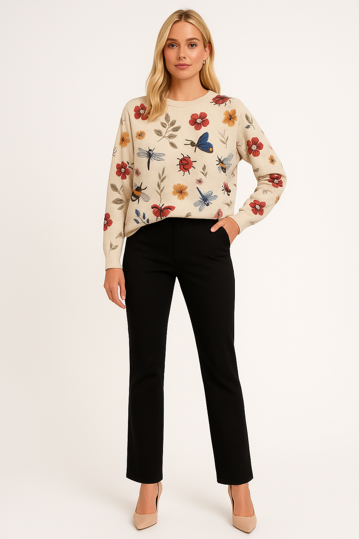 Women's 3D Flower Knit Sweater Elegant