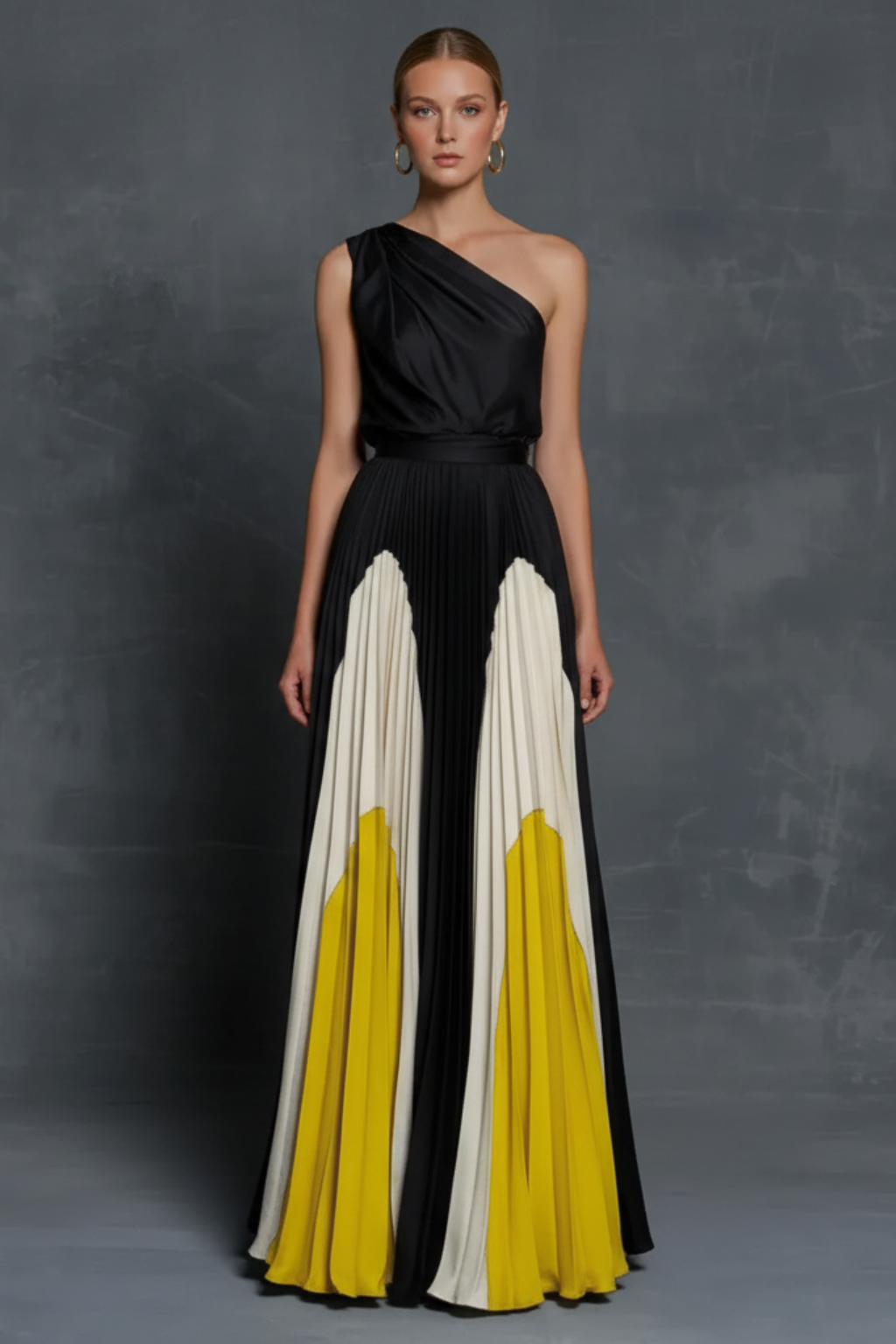 Women’s Asymmetric One-Sleeve Maxi Dress