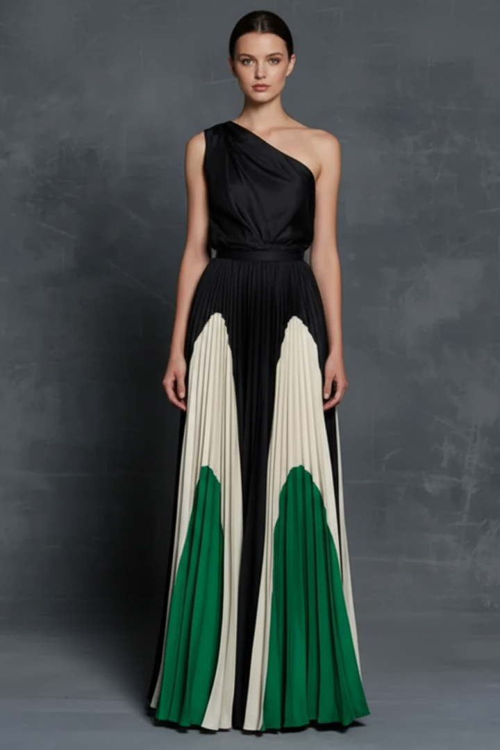 Women’s Asymmetric One-Sleeve Maxi Dress