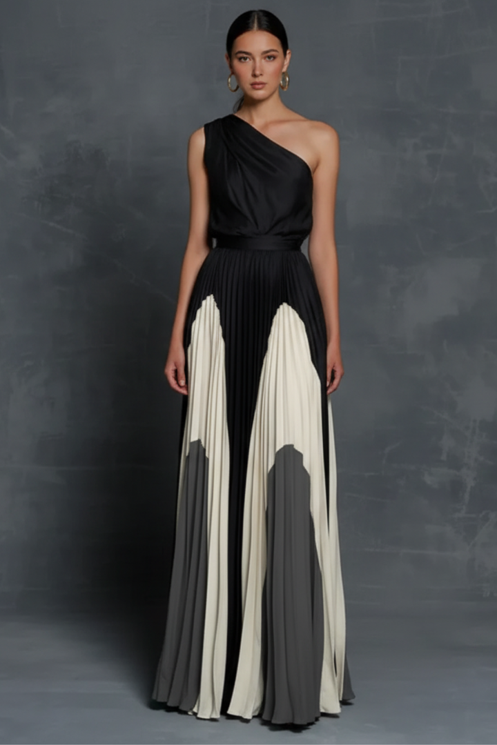 Women’s Asymmetric One-Sleeve Maxi Dress