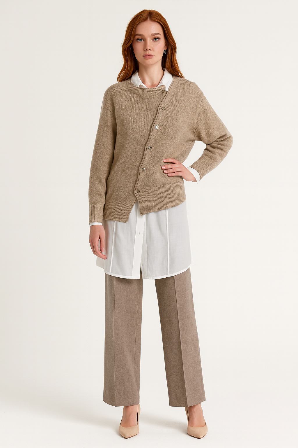 Women's Asymmetrical Button Sweater