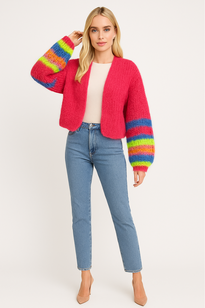 Women's Bold Chunky Knit Cardigan with Open Front Style
