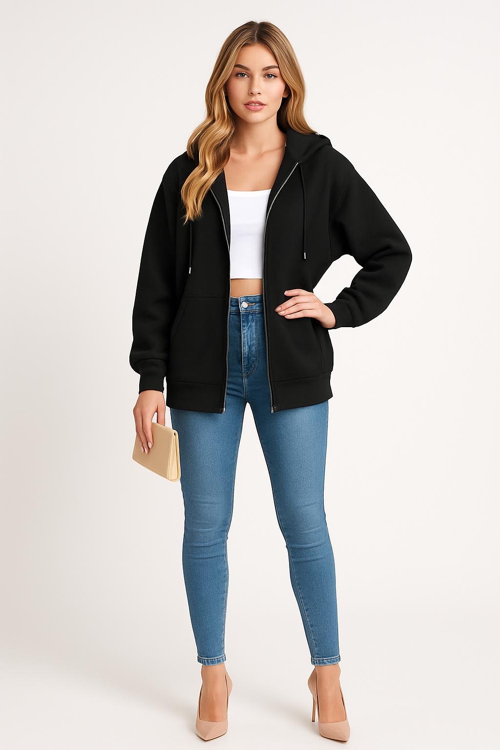 Women's Casual Oversized Zip-Up Hoodie