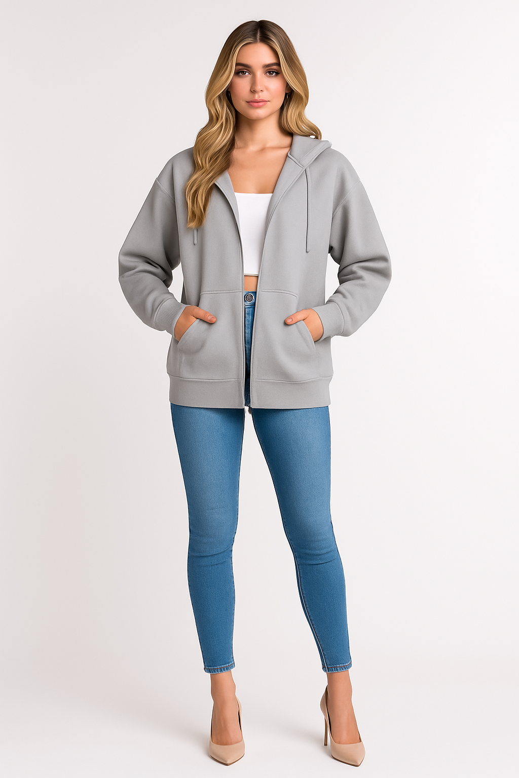 Women's Casual Oversized Zip-Up Hoodie