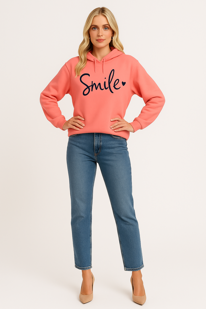 Women's Comfortable Smile Graphic Hoodie