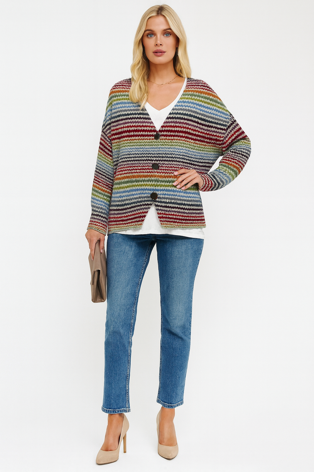 Women's Cozy Multicolored Cardigan Sweater