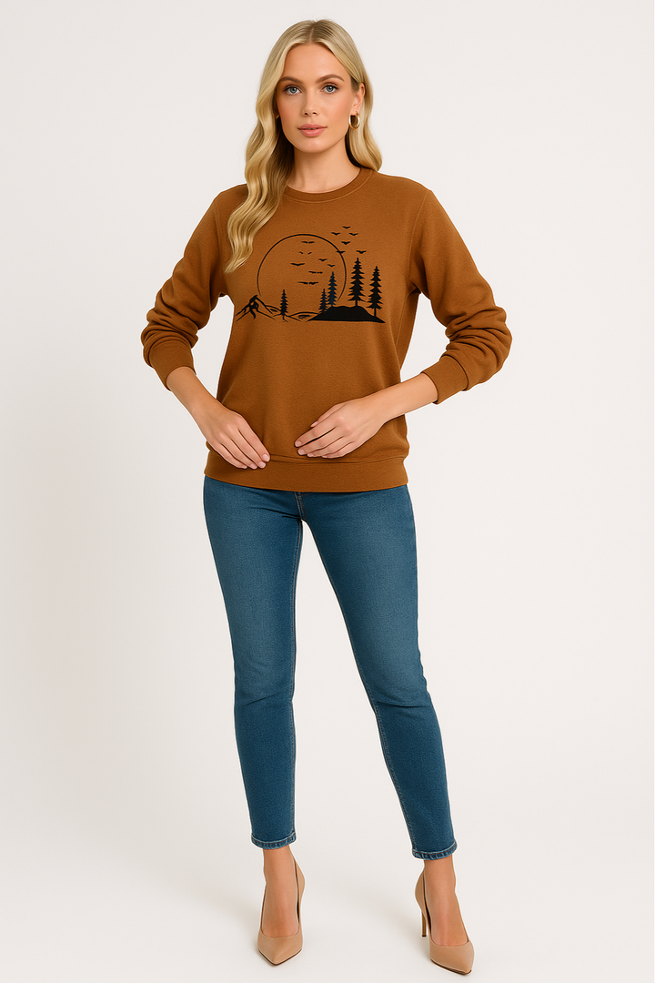Women's Cozy Nature-Inspired Graphic Sweatshirt