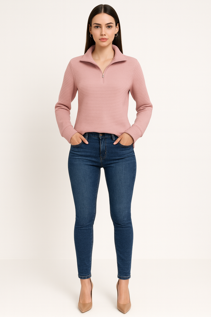 Women's Half-Zip Sweater with Collar