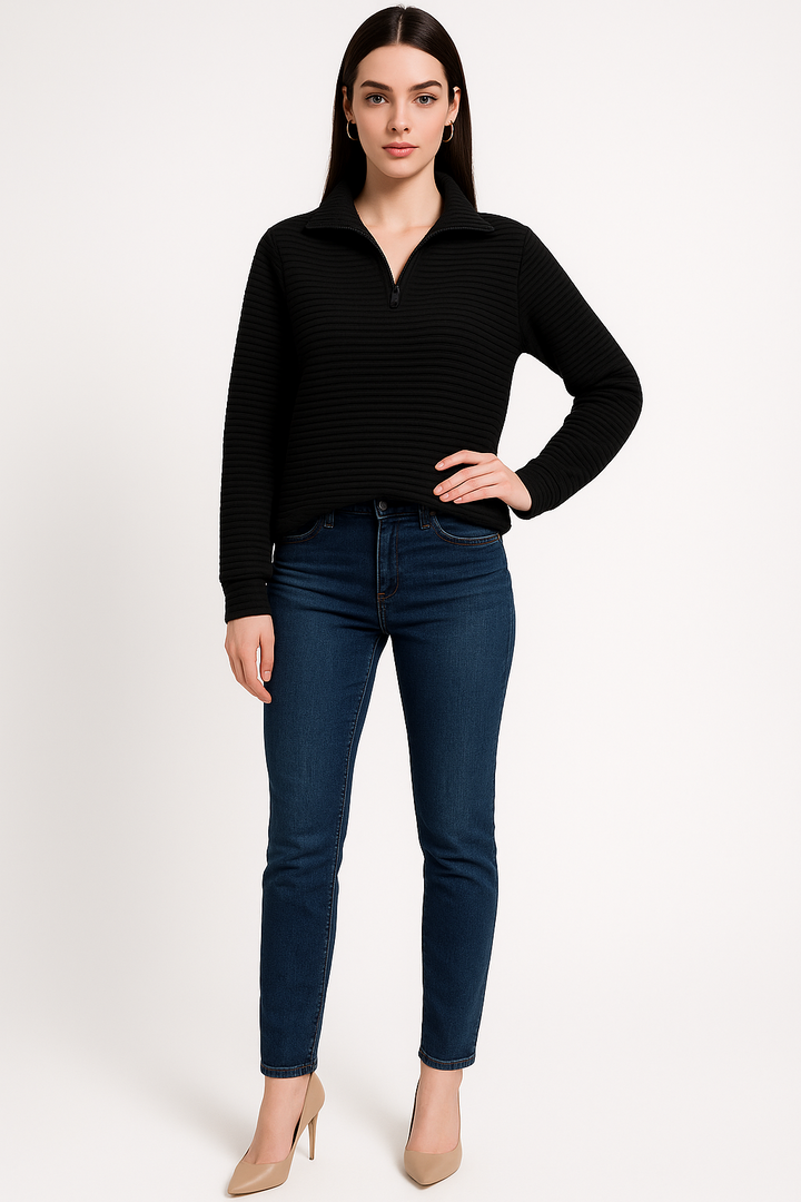 Women's Half-Zip Sweater with Collar