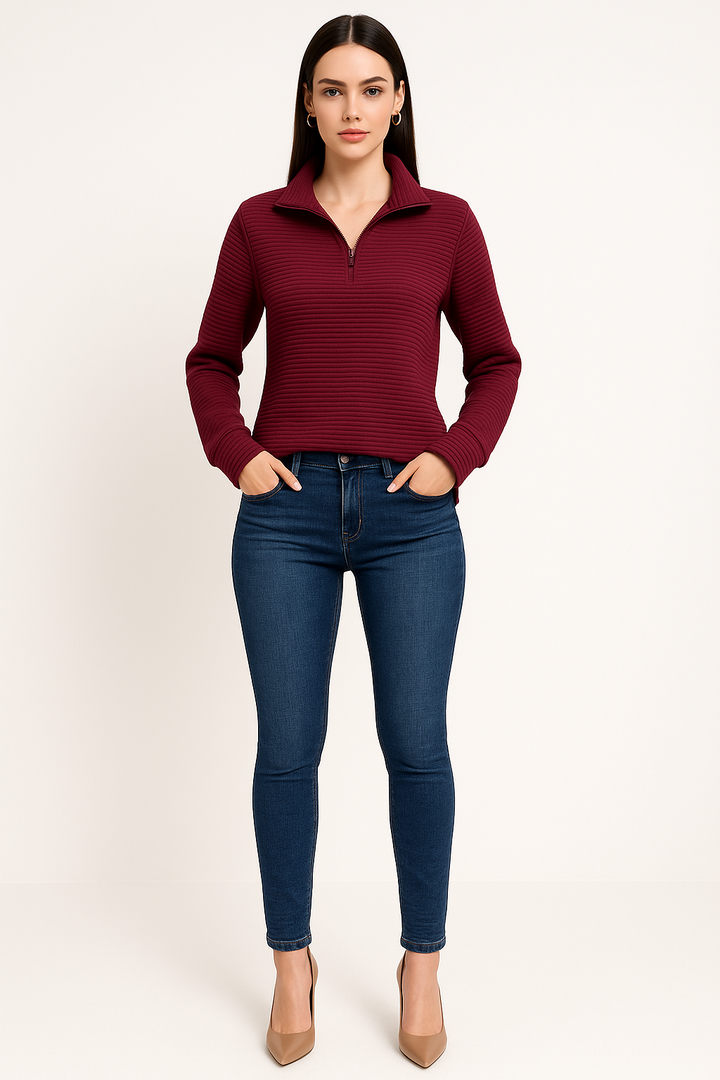 Women's Half-Zip Sweater with Collar