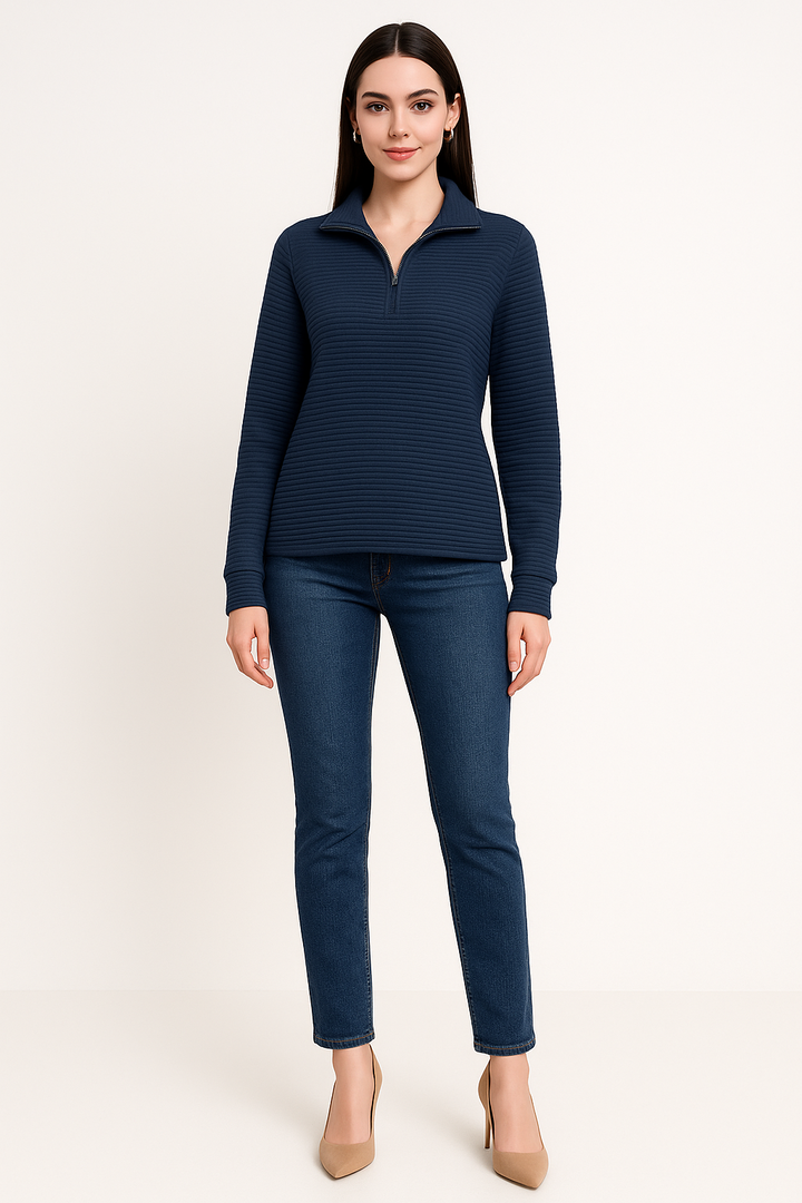 Women's Half-Zip Sweater with Collar