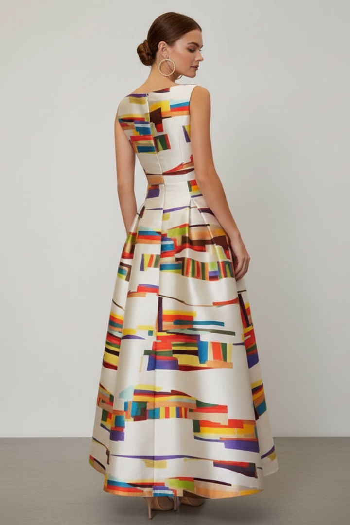 Women’s Modern Geometric Print Maxi Dress