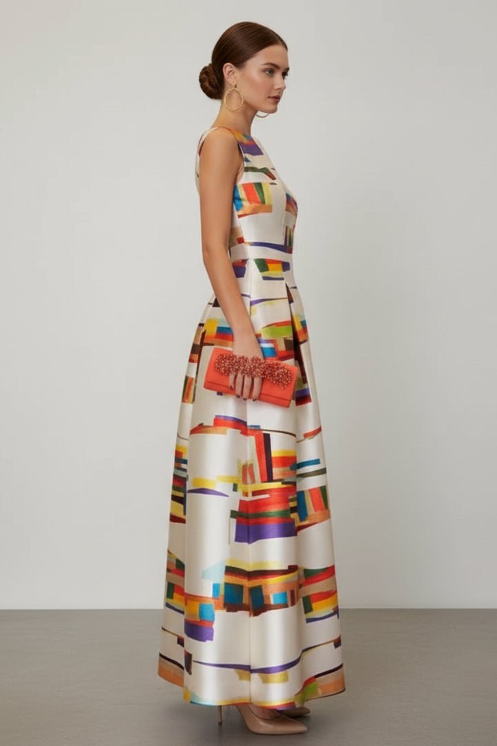 Women’s Modern Geometric Print Maxi Dress
