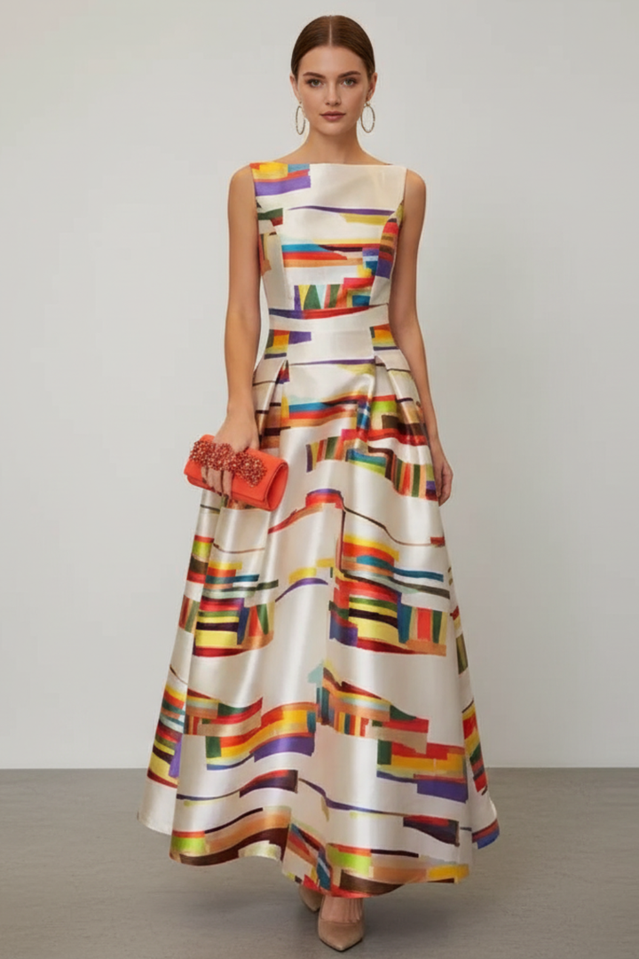 Women’s Modern Geometric Print Maxi Dress