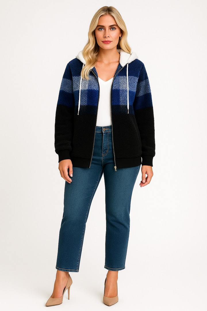 Women's Oversized Hooded Fleece Sweatshirt Jacket