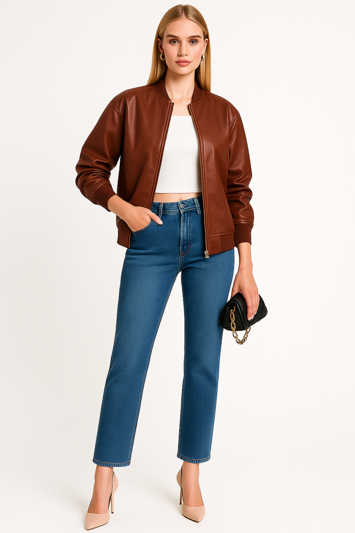 Women’s Oversized Leather-Inspired Jacket