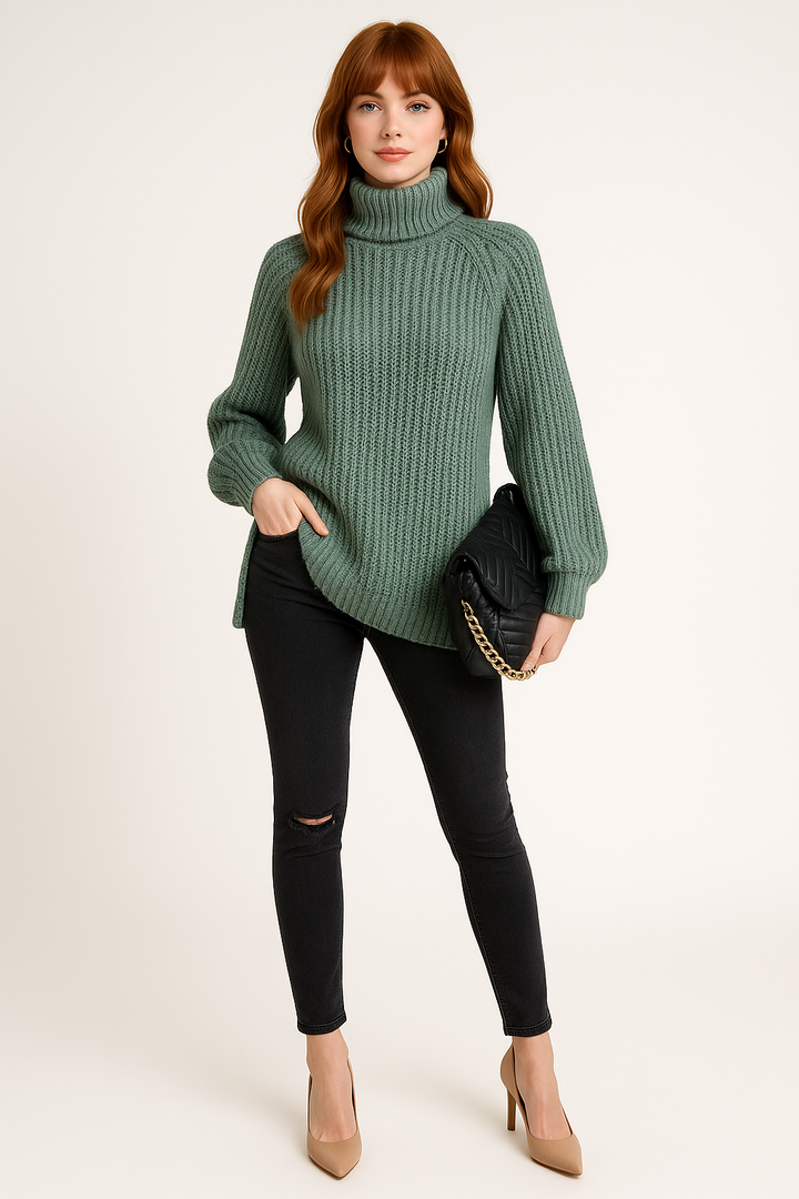Women's Side Slit Ribbed Sweater