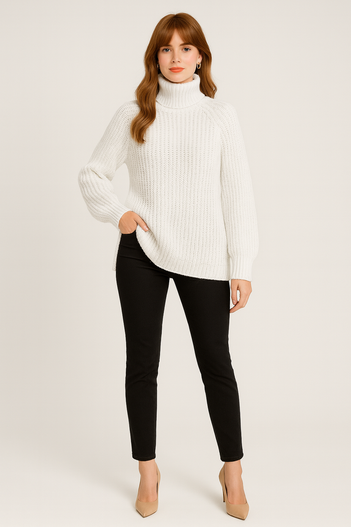 Women's Side Slit Ribbed Sweater