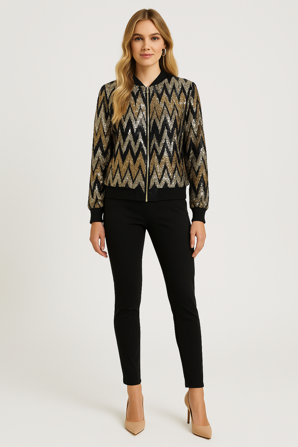 Women's Sparkling Sequin Zip Jacket