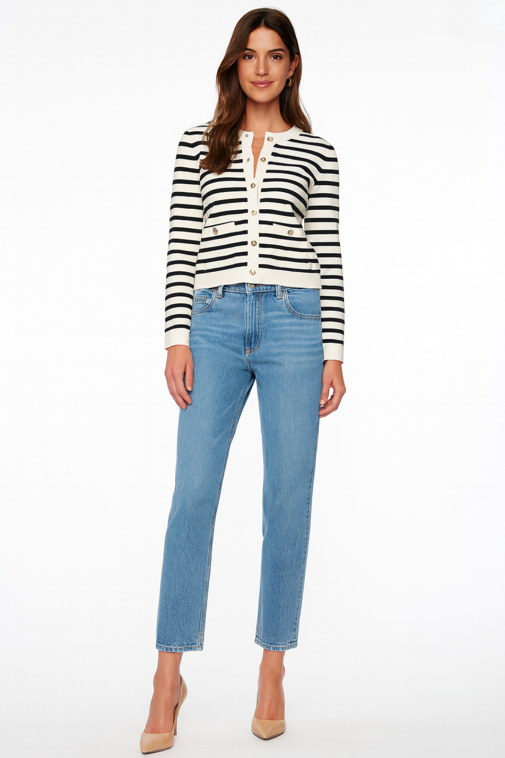 Women’s Striped Black Cardigan