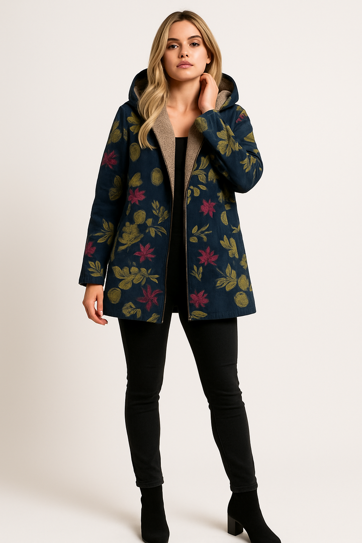 Women's Winter Jacket with Floral Print