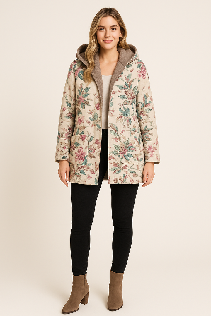 Women's Winter Jacket with Floral Print