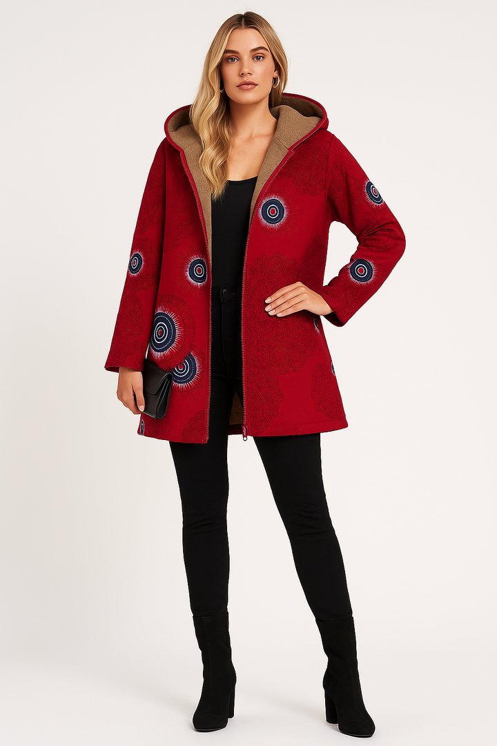 Women's Winter Jacket with Floral Print