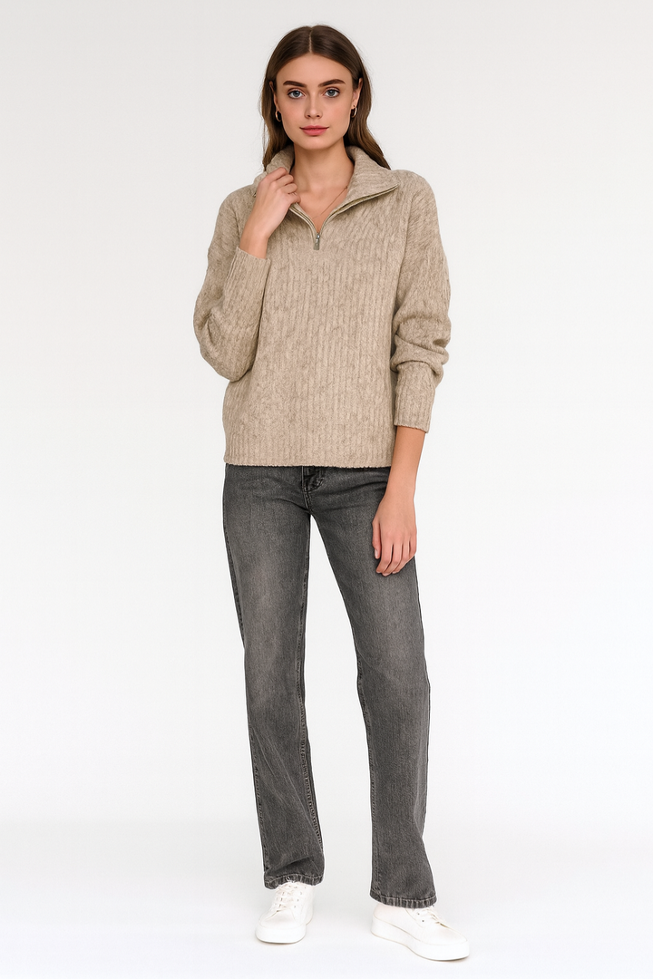 Women's Winter Knit Half-Zip Sweater