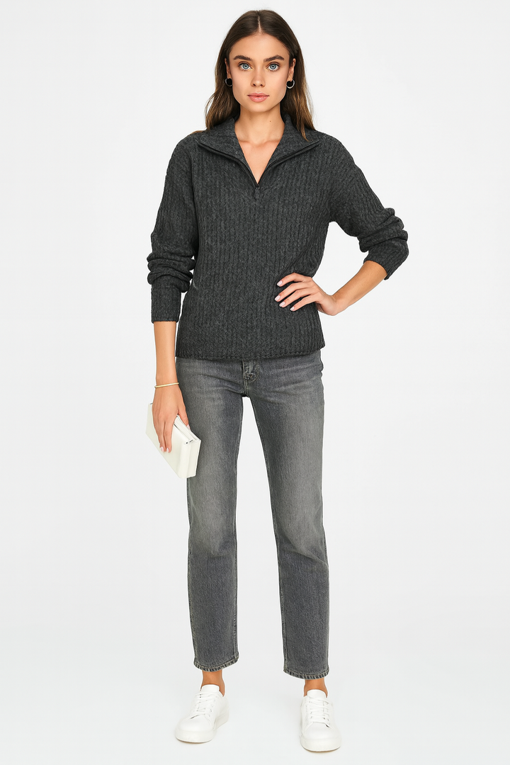 Women's Winter Knit Half-Zip Sweater